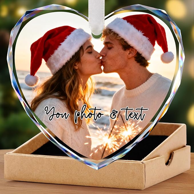 Personalized Christmas Ornaments with Photo Name, Engagement Ornament 2026, Wedding Gifts for Couples, Bridal Shower Gifts for Bride, Newlywed, Mr & Mrs, Her