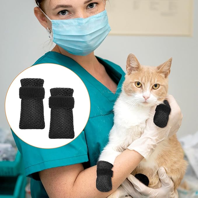 4 Pcs Adjustable Cat Claw Protectors Covers Cat Mittens to Prevent Scratching Mesh Breathable Cats Shoes Kitten Shoes Socks Booties Anti Scratch Kitten Foot Covers for Pet Bathing(Black,L)