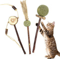 3 PCS Natural Catnip Cat Toys Set - Cat Nip Chew Toy with Silver Vine & Sisal Rope for Kitten Teething, Dental Care, Anxiety Relief - Durable Cat Toy for Indoor Cats, Kittens to Adults