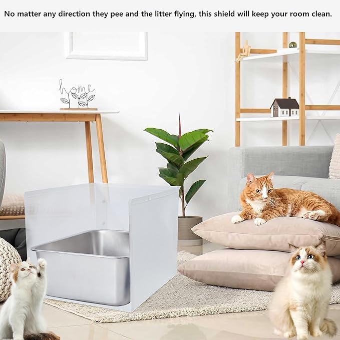 1Pc Large Cat Litter Box Enclosure, Pee Shields High Side Litter Box Enclosure, Cat Litter Box Splash Guard, Cat Box Enclosure with Shield