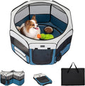PETSFIT 29" Puppy Playpen with Removable Waterproof Mat & Zippered Roof | RV, Camping, Travel Dog Pen | Indoor/Outdoor Whelping & Cat Observation Space(29.5"x29.5"x16.5"H)