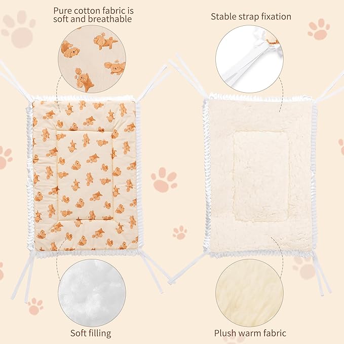 Reversible Silent Cat Bed Self Warming Pet Pad Thin Style Mat Washable Cushion Pad, Pad for Window Perch Outdoor Cat Houses, for Cats, Small Dogs, Rabbits, Non Electric,(Brown Puppy,S)