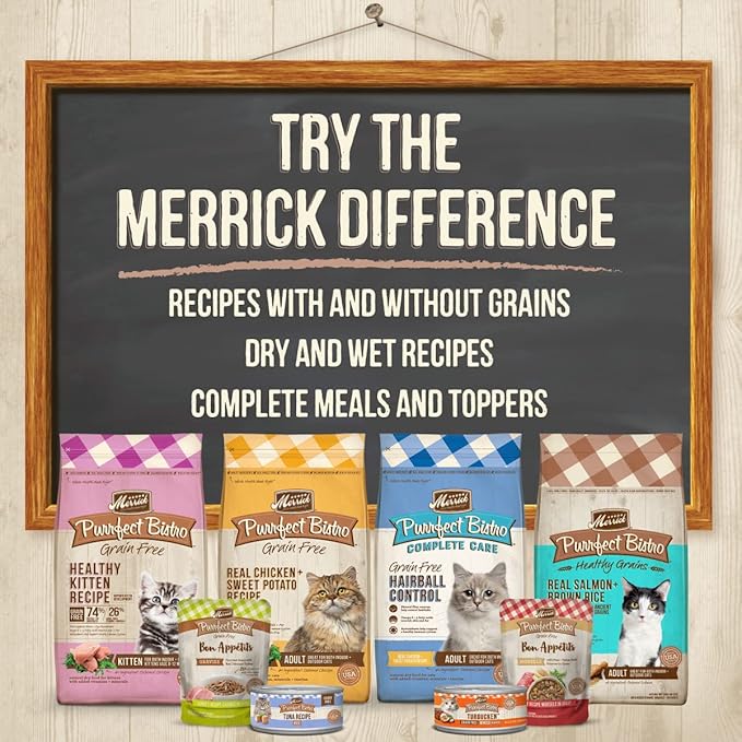 Merrick Purrfect Bistro Grain Free Natural Dry Cat Food For Adult Cats, Real Salmon And Sweet Potato Recipe - 12 lb. Bag