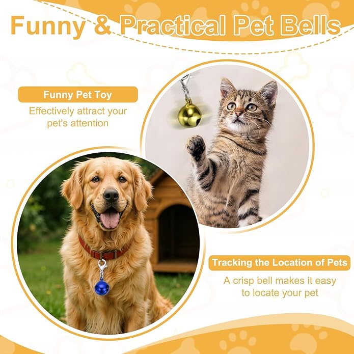 Cat Bell, Small Matte Pet Copper Bell Collars Charm with Lobster Buckle Loud Crisp Sound Anti-Lost Pendant Accessory