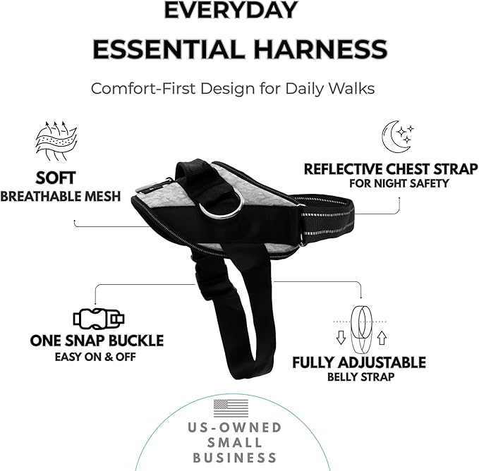 ShawnCo Essential Dog Harness, No-Pull Pet Vest with 3 Leash Clips, No Choke, Reflective, Adjustable and Padded, for Easy Walking and Training for Small, Medium and Large Dogs (Arctic Camo, M)