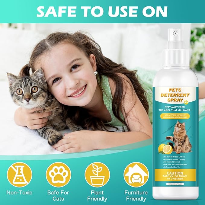 Cat Deterrent Spray 200ML, Cat Repellent Spray – Natural Cat Training Spray for Indoor & Outdoor Use, No Trace Formula to Protect Furniture & Garden - NS Formula 4