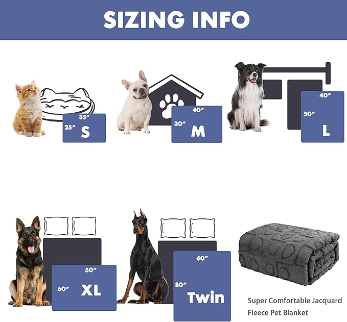 gogobunny Calming Plush Dog Cat Blanket 300GSM Coral Fleece, Ultra-Soft Machine Washable Pet Bedding for Small Medium Dogs Cats Puppies Kittens (Anthracite, 40x50)