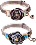 2 Pack Cat Collar Pink Floral with Bell and Removable Flower Bowtie Breakaway Adjustable Cat Collar for Girl Kitten Puppy Small Cats Dogs Daily Decoration (XQ9-4) (XQ9-2)