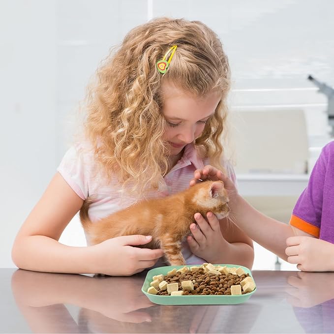 8 Pieces Whisker Fatigue Cat Bowls, 6 Inch Shallow Cat Food Dish Wide Pet Feeding Bowls, Wheat Straw Pet Plate for Kittens and Short Legged Cats