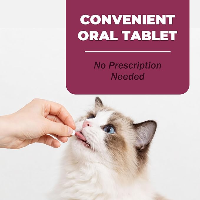 (nitenpyram) Oral Flea Treatment for Cats, Starts Removing Fleas in 30 Minutes, Fast-Acting Oral Flea Treatment for Cats 2-25 lbs, 12 Doses