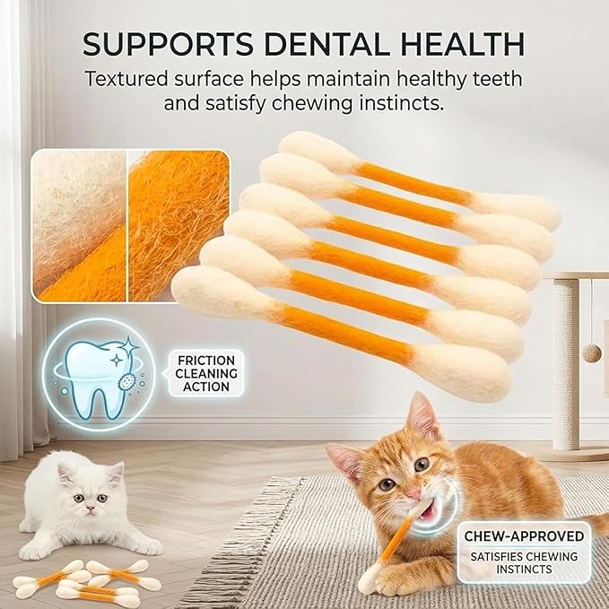Cotton Swabs Cat with Catnip, 6 Pk Giant Kitten Chew Sticks for Indoor Boredom, Durable Dental Teething Ropes, Big Interactive Felt Kitty Kicker Play Lover Gift Accessories (Blue)