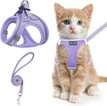 Cat Harness and Leash for Walking Escape Proof, Adjustable Kitten Vest Harness Reflective Soft Mesh Puppy Harness for Outdoor, Comfort Fit, Easy to Control (Purple, XXS)