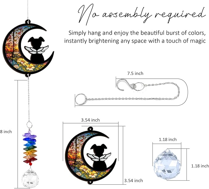 Pet Memorial Suncatcher - Dog Memorial Ornament - Pet Loss Gift - Dog Sunset - Meaningful Heartfelt Unique Gifts - Remembrance Keepsake - Mother's Day for Dog Mom Dad