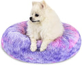 Calming Dog Bed for Small Dogs Cats, Kitty Puppy 23'' Round Anti-Anxiety Warm Fluffy Plush Faux Fur Bed, Soft Anti-Slip Donut Washable Small Pet Bed, Cozy Cat Puppy Bed, Fits up to 30 lbs Pets