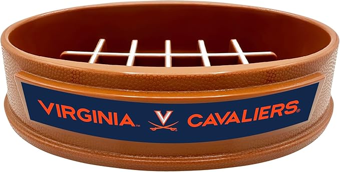 NCAA Super-Bowl - Virginia Cavaliers Slow Feeder Dog Bowl. Football Design Slow Feeding Cat Bowl for Healthy Digestion. Non-Slip Pet Bowl for Large & Small Dogs & Cats