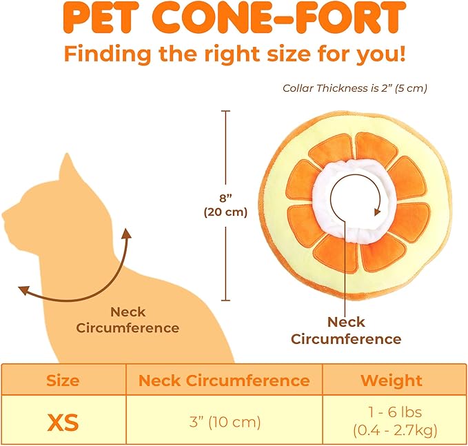 SunGrow Cat Cone Collar Soft, Stop Licking E Collar for Recovery, Post Surgery Stress Relieving with Adjustable Strap Enclosures, Orange