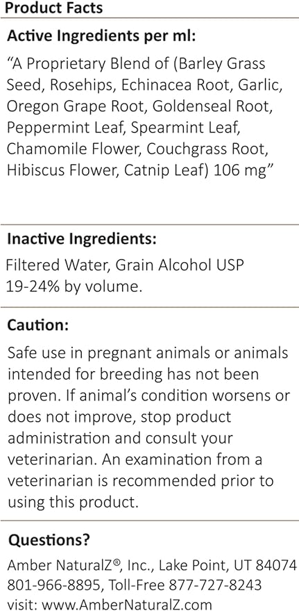 Amber NaturalZ Kitty-DT Digestive Rescue Herbal Supplement for Cats | Supports Normal Digestive Function and Occasional Gastric Upsets | Natural Aid for Gastrointestinal Health 1 Fluid Ounce