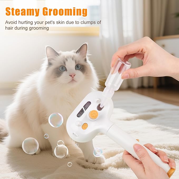 2026 New Upgrade 3-in-1 Pet Steam Brush - Dog Brush for Shedding & Cat Brushes for Indoor Cats - Skin-Friendly, Self-Cleaning Grooming Brush for Dogs & Cats - Hair Removal Tool