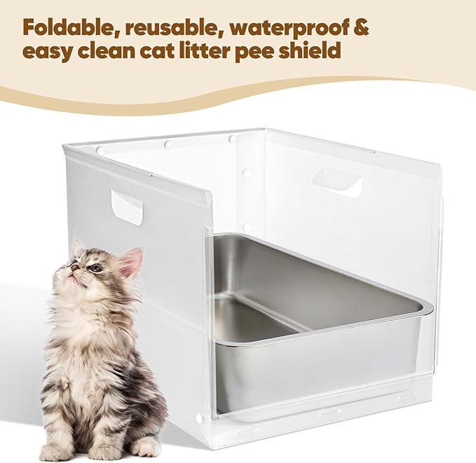 1Pc Cat Litter Box Enclosure with Shield, Pee Shields High Side Litter Box Enclosure, Dog Litter Box Splash Guard, Cat Box Enclosure with Shield (Without Pan) (Large)