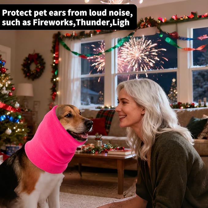 3Pack Dog Calming Hoodie for Small to Large Dogs High Elastic Pet Anxiety Relief Ear Wrap Cat Calming Collar Noise Reduce Protection for Fireworks,Thunder,Force Drying(Small+Medium+Large) (Pink)