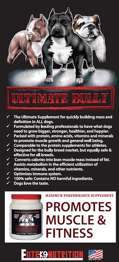 Ultimate Bully - Maximum Performance Canine Supplement, 60 Tablets, Made in The USA