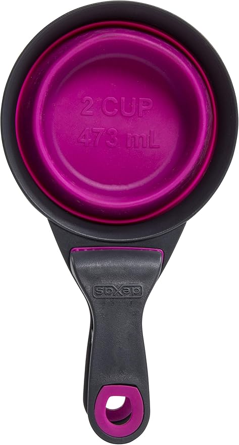 Dexas Pets Collapsible KlipScoop Collapsible Dry Dog Food Scoop and Dog Food Bag Clip, 2 Cup Capacity, Fuchsia (Pack of 2)