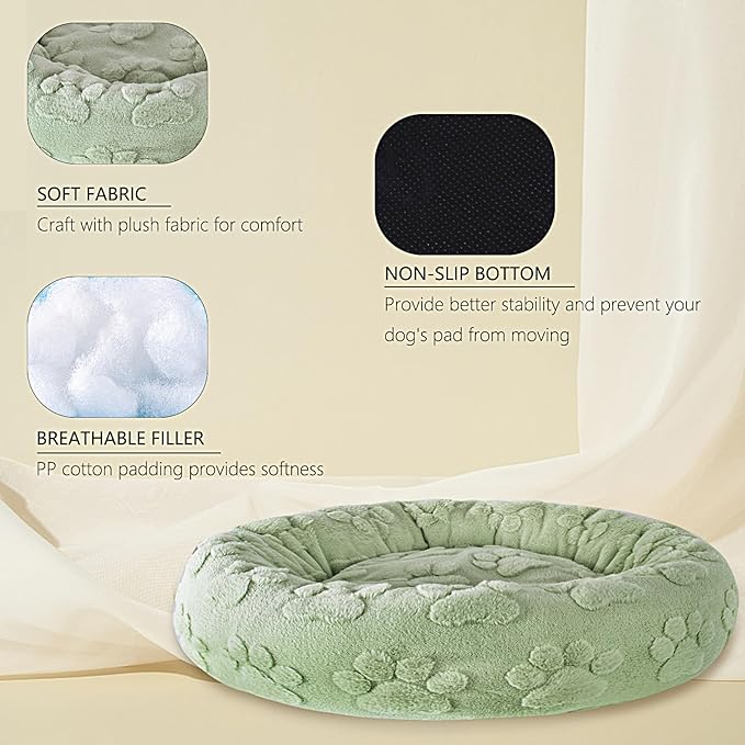 39 Inch Calming Dog Bed for Large Dogs, Round Anti-Anxiety Warm Bed, Soft Cozy Anti-Slip Donut Washable Pet Bed, Fits up to 100 lbs Pets