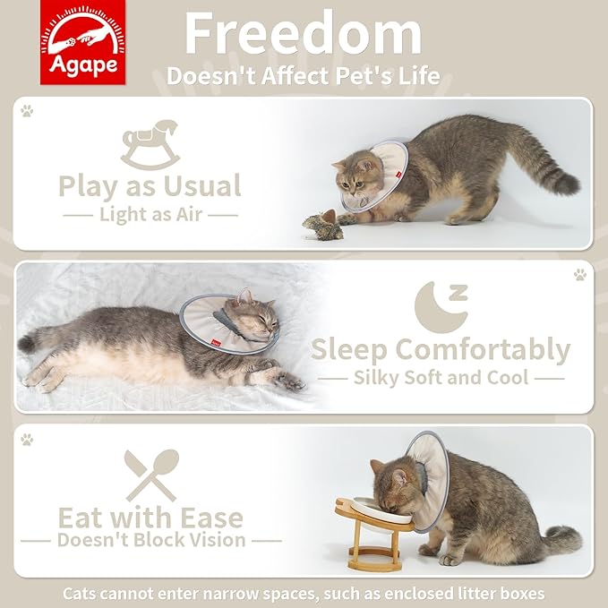 Agape Soft Cat Cone, Lightweight Recovery Collar for Cats to Stop Licking and Scratching After Surgery, Comfy Kitten Cone for Wound Care, Cute E Collar Alternative for Small, Medium, and Large Cats