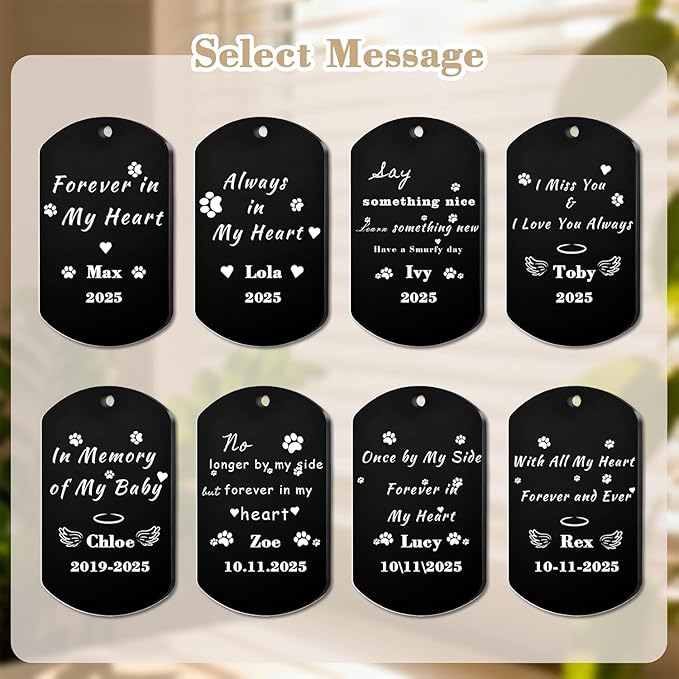 QYH Personalized Pet Memorial Necklace with Picture - Custom Loss of Dogs Keepsakes Necklacea with Message Laser Engraved Cat Necklace Customized Gifts for Pet Lovers (Pet-Necklace)