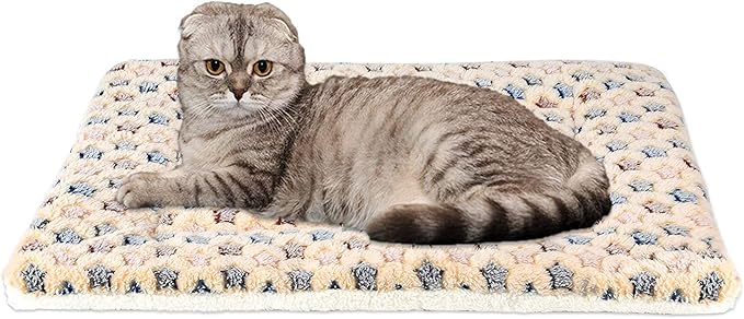FJWYSANGU Pet Blanket Premium Fluffy Flannel Cushion Soft and Warm Mat for Dogs Cats(Star/Yellow,X-Large)