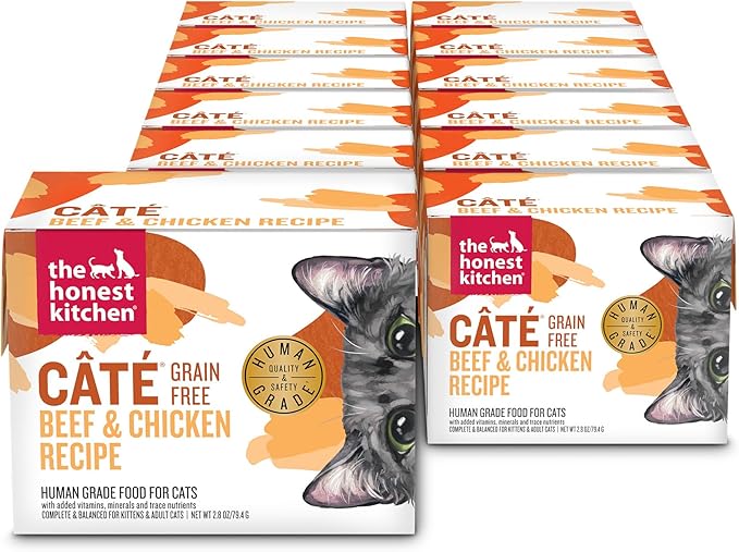 The Honest Kitchen Human Grade Câté™ Grain Free Beef & Chicken Pâté Wet Cat Food, 2.8 oz x12