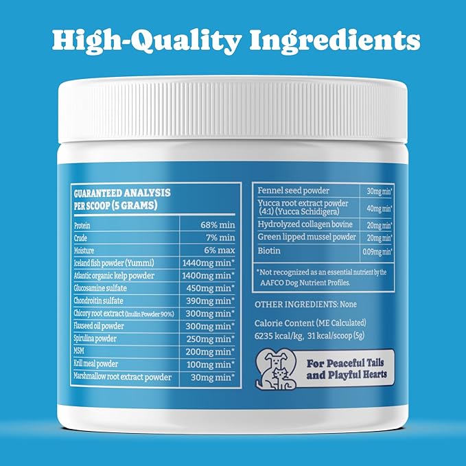 Supplements for Dogs, Dog Supplements Super Blend Powder 9 in 1, Vitamins for Dog, with Iceland Fish Powder, Support Gut Health, Hip and Joint, Multivitamin Support, 6.35oz, Fish Flavor