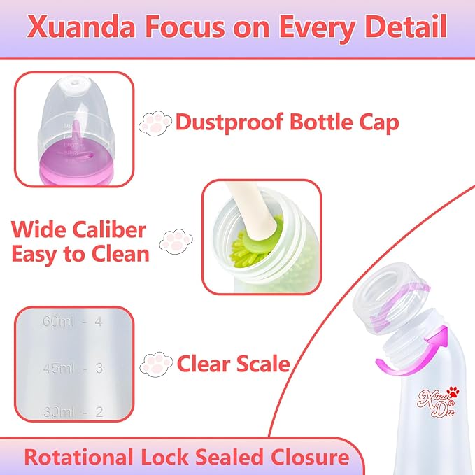 Pet Feeding Bottle,3 Pack Wide Mouth Angled Nursing Bottle, 3 Sizes Nipples with Ventilation Valve Resistant Tearing Perfect for Puppies, Kittens, Small Wildlife(Pink)