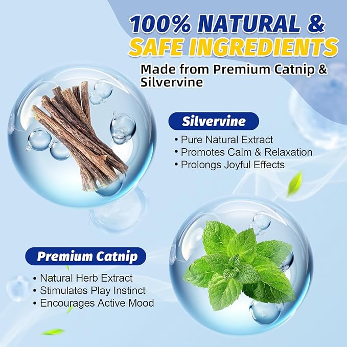 Upgraded Catnip Spray for Cats with Silvervine–Natural Dual-Plant Formula,Loved by 9 Out of 10 Cats,Cat Nip Spray Refresh Toys&Training Aid for Indoor Cats