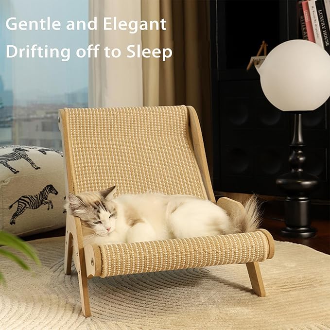 Cat Recliner Scraper Board, 2026 New 2 in 1 Cats Scratcher Bed Scratch Resistant & Low Lint, Wooden Cats Sofa Bed with Replaceable Cat Scratching Suitable for Cats (B)