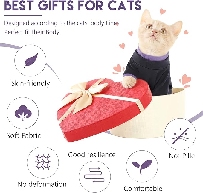 Sticky Cat Clothes Stretchy, Sphynx Hairless Sweater & Pajamas for Cats only, Soft Cat Onesie for Cats After Surgery Female Male & Hair Loss Prevention, Black L
