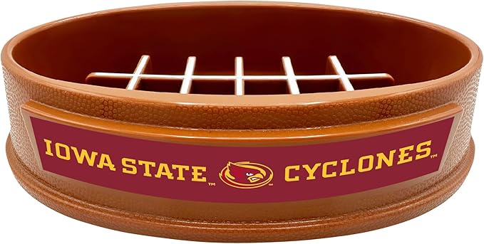 NCAA Super-Bowl - Iowa State Cyclones Slow Feeder Dog Bowl. Football Design Slow Feeding Cat Bowl for Healthy Digestion. Non-Slip Pet Bowl for Large & Small Dogs & Cats