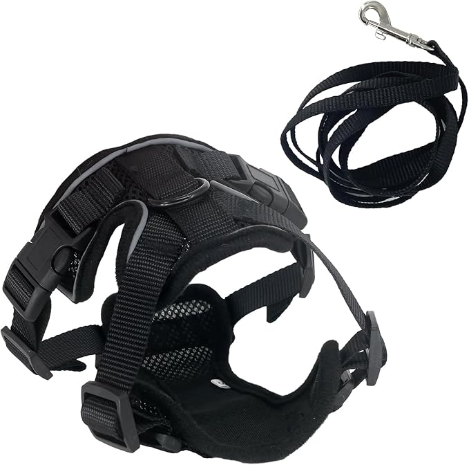 Cat Harness and Leash, Adjustable Breathable Vest Escape-Proof with Reflective Strips for Small Cats & Puppies Black S