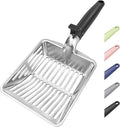 Metal Cat Litter Scoop, Large Cat Scooper with Deep Shovel & Dual Sifting Holes for Fast & Precise Sifting, Space Aluminum Kitty Litter Scooper with Long Handle & Easy-to-Hang Hook - Black