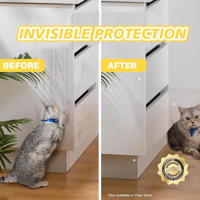Anti-Cat Scratch Furniture Protector, Flexible Sticky Couch Corner Guard, Thicken Vinyl Cat Scratch Tape (316" x 11.8")