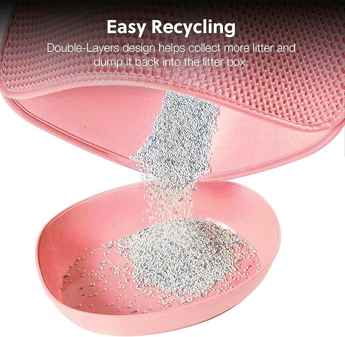 WePet Cat Litter Mat, Kitty Litter Trapping Mat, Honeycomb Double Layer Mats, No Phthalate, Urine Waterproof, Easy Clean, Scatter Control, Catcher Litter Tray Box Rug Carpet