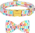 Unqiue Style Paws Birthday Dog Collar, Soft and Cute Dog Bow Tie, Durable Pet Collar with Bow Adjustable Bow Dog Collar for Medium Dogs