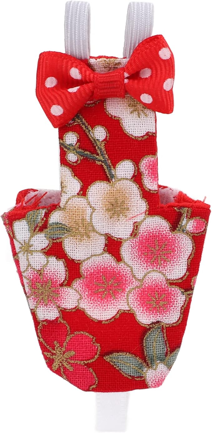 Bird Diaper Parrot Flight Suit Washable Reusable Cotton Cloth with Liner Adjustable Strap for Pet Birds Macaw Cockatiel Conure Lovebird Parakeet (L red Cherry Blossoms)