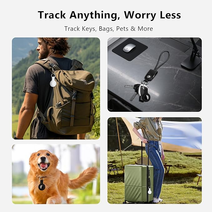 Air Tracker Tags-4Pack, Smart Bluetooth Tracker Tag, Works with Apple Find My APP (iOS Only), Keys Finder and Item Locator for Luggage, Backpack, Suitcase, Pets and more, Waterproof Tracking Tag