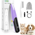 Dog Paw Trimmer with LED Light, 35dB Low Noise Paw Trimmers for Dog's Feet, 2 Speed Safety Electric Dog Clippers for Grooming, Rechargeable Cat Shaver for Paws, Ears, Face, Rump (Purple)
