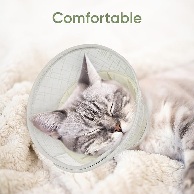 Supet Soft Cat Cone Collar to Stop Licking, Breathable Mesh Cone with Waterproof Liner Recovery Collar, for Kitten, Comfortable Elizabethan Alternative for Spay Neuter Grooming (M)