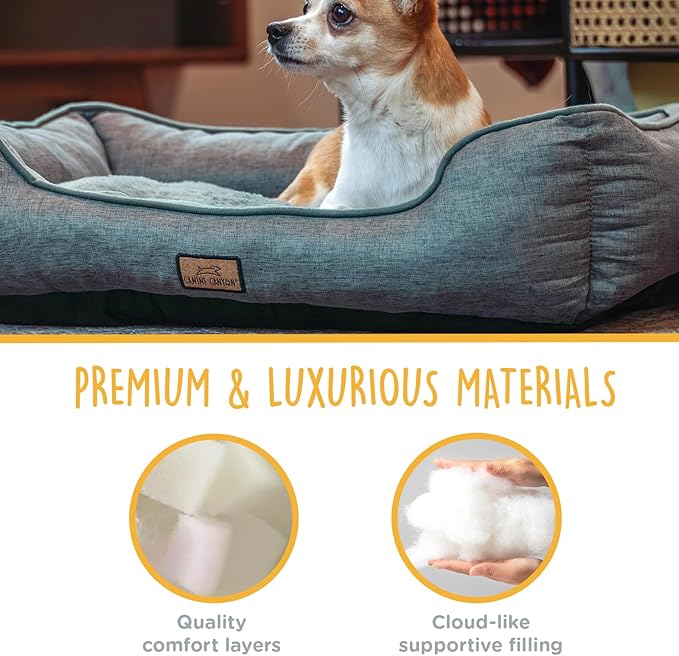 Small Dog Bed 26 Inch, Washable Plush Pet Sofa for Small Dogs & Cats, Soft Rectangle Puppy Bed with Non-Slip Base