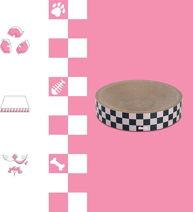 CSR1010C Nelson 20.13" Modern Cardboard Round Bowl Cat Scratcher with Catnip, Peony