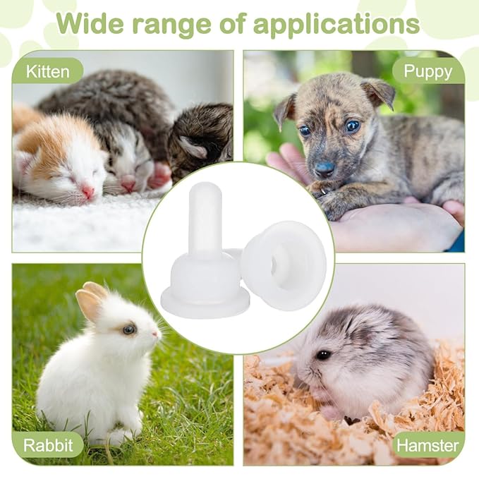 GALPADA 40pcs Silicone Pet Nurser Nipples Replacement Pacifiers for Kitten Puppy Nursing Bottles Soft Teat for Small Pets Like Rabbits Chinchillas 0.98 Inch