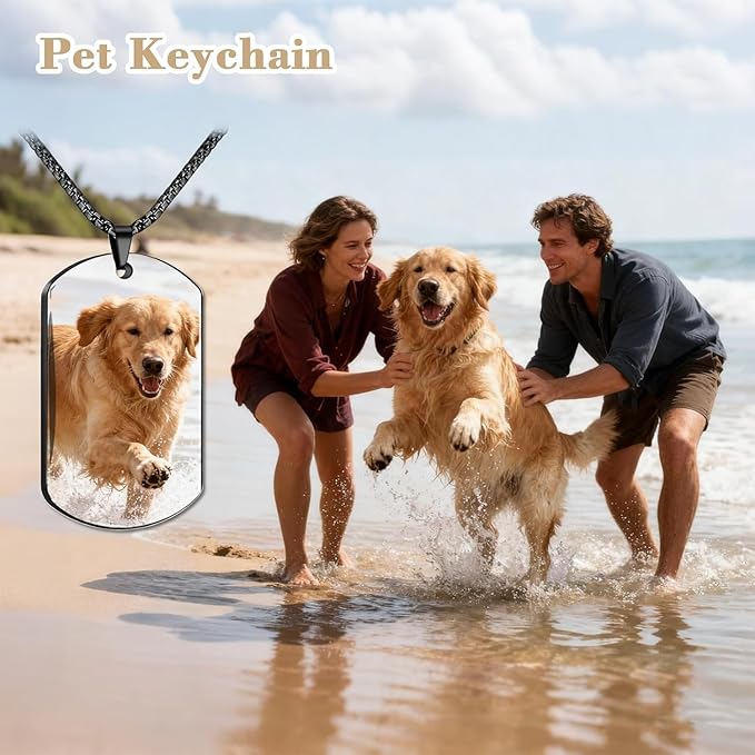 QYH Personalized Pet Memorial Necklace with Picture - Custom Loss of Dogs Keepsakes Necklacea with Message Laser Engraved Cat Necklace Customized Gifts for Pet Lovers (UV-Necklace)